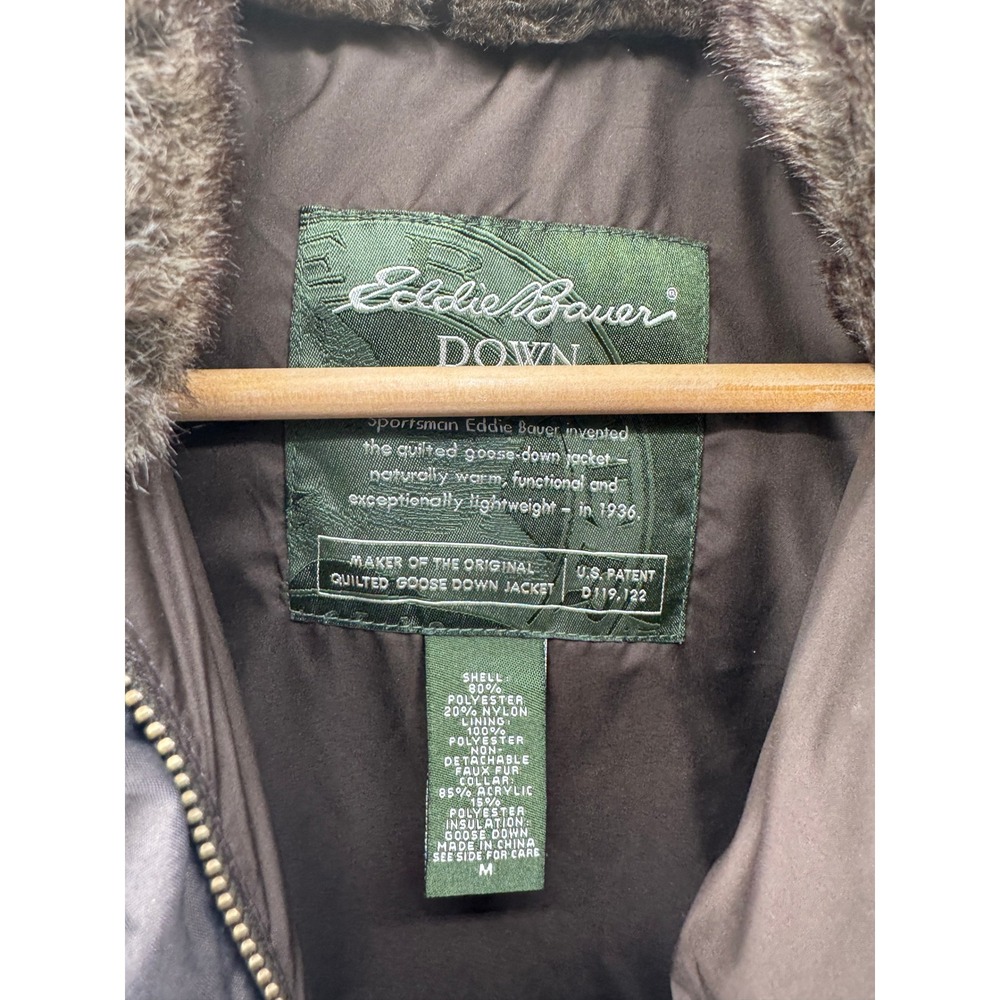 Eddie Bauer Goose‎ Down Puffer Vest Womens M Brown Quilted Outdoor Hiking Zip - Picture 2 of 10
